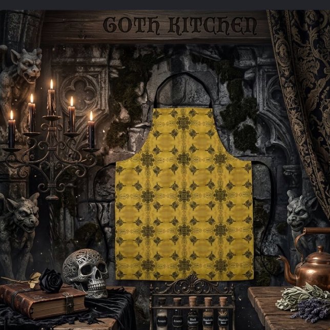 Abstract Goth Tribal Line Drawing Repeat Pattern Apron (Creator Uploaded)