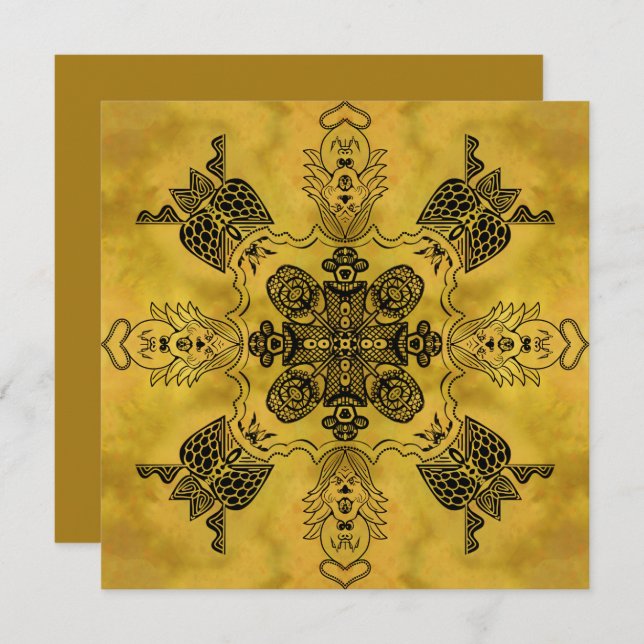 Abstract Goth Tribal Line Drawing Repeat Pattern Card (Front/Back)