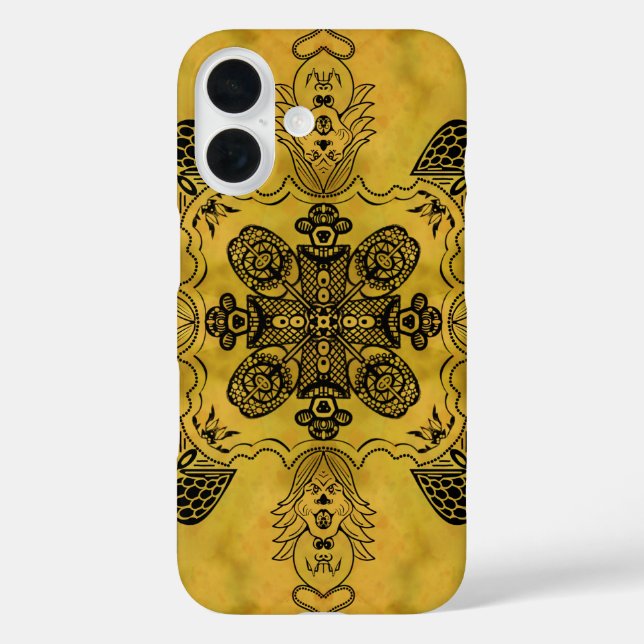 Abstract Goth Tribal Line Drawing Repeat Pattern Case-Mate iPhone Case (Back)