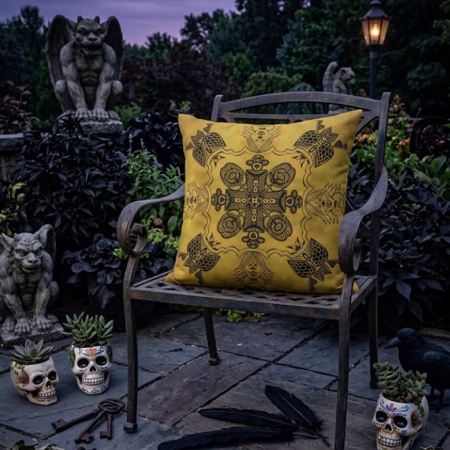Abstract Goth Tribal Line Drawing Repeat Pattern Cushion (Creator Uploaded)