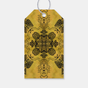 Abstract Goth Tribal Line Drawing Repeat Pattern Gift Tags