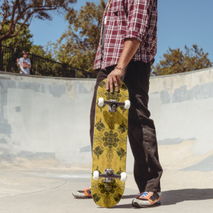Abstract Goth Tribal Line Drawing Repeat Pattern Skateboard