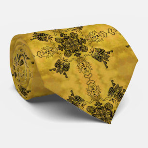 Abstract Goth Tribal Line Drawing Repeat Pattern Tie