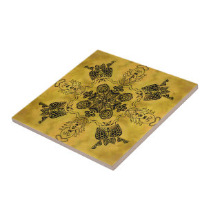 Abstract Goth Tribal Line Drawing Repeat Pattern Tile