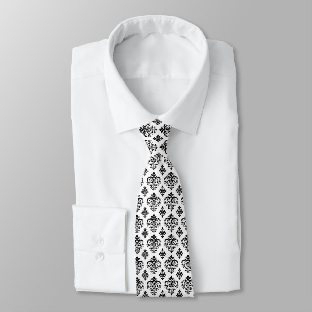 Abstract Gothic Black Pattern Tie (Tied)