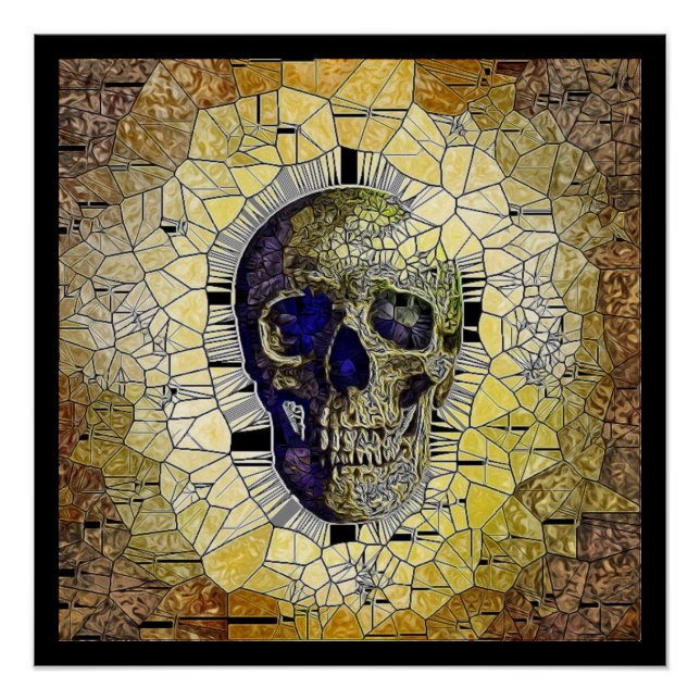 Abstract Gothic Stained Glass Skull Poster (Front)