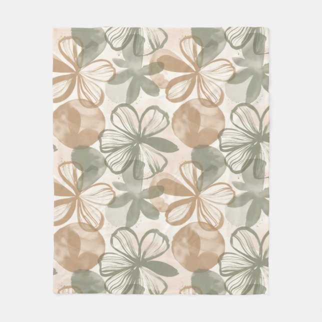 Abstract Gouache Floral Composition Fleece Blanket (Front)
