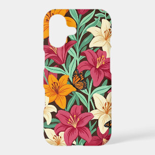 Abstract Gouache Lilies Butterflies iPhone Cases