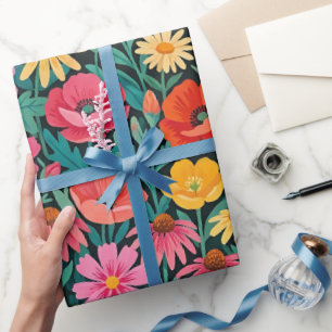 Abstract Gouache Wildflowers Wrapping Paper