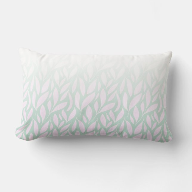 Abstract Gradient Hand Drew Leaf Doodle Pattern Lumbar Cushion (Front)