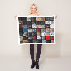 Abstract Graffiti Grid Art Pattern Fleece Blanket