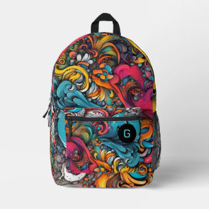 Abstract Graffiti Pattern Splash Art Customised Printed Backpack