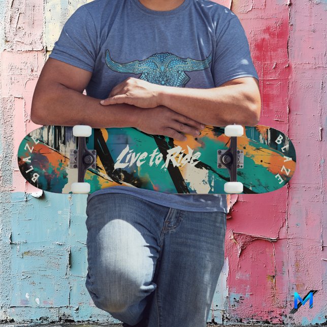 Abstract Graffiti Pop Art - Live to Ride Motto Skateboard (Creator Uploaded)