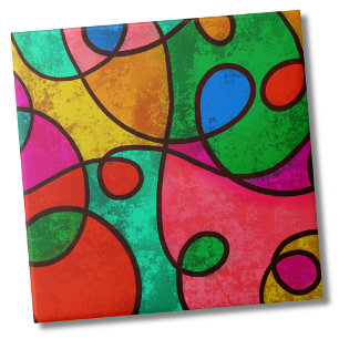 Abstract Graffiti Rainbow Swirls Tile