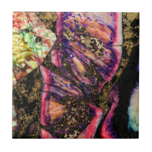 Abstract Graffiti Sea Sediment Agate Macro Tile