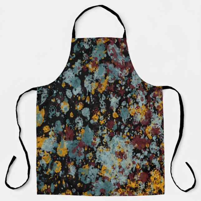 Abstract Graffiti Splatter Painting Art On Black Apron (Front)