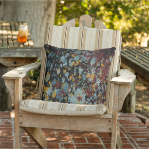 Abstract Graffiti Splatter Painting Art On Black Cushion
