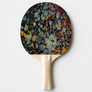 Abstract Graffiti Splatter Painting Art On Black Ping Pong Paddle