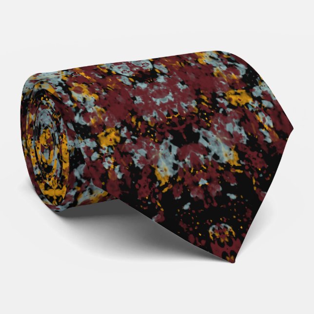 Abstract Graffiti Splatter Painting Art On Black Tie (Rolled)