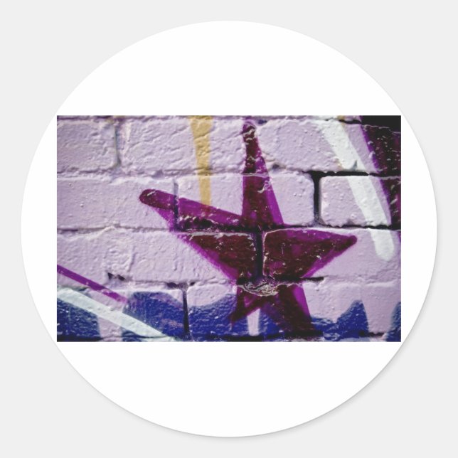 Abstract Graffiti Star on the textured wall Classic Round Sticker (Front)