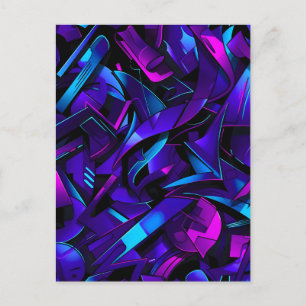 Abstract Graffiti Street Swirl Announcement Postcard