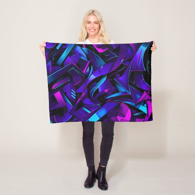 Abstract Graffiti Street Swirl Fleece Blanket (In Situ)