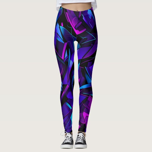 Abstract Graffiti Street Swirl Leggings (Front)