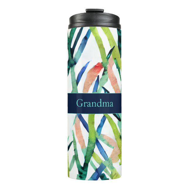 Abstract Grandma Watercolor Modern Monogram Thermal Tumbler (Front)