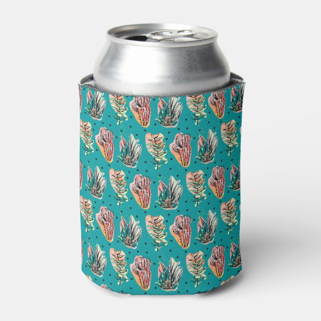 Abstract Graphic Cactus Succulent Pattern Can Cooler (Can Front)