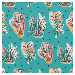 Abstract Graphic Cactus Succulent Pattern Fabric