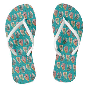 Abstract Graphic Cactus Succulent Pattern Jandals