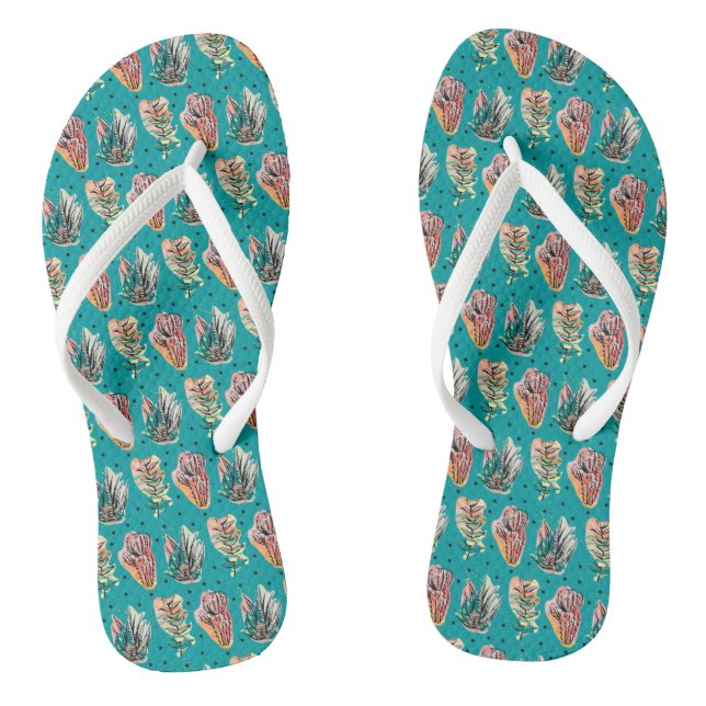 Abstract Graphic Cactus Succulent Pattern Jandals (Footbed)