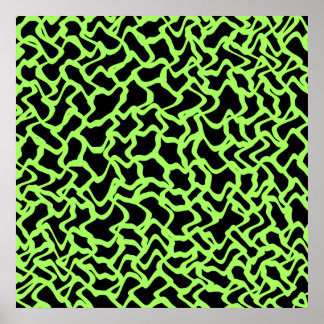 Abstract Graphic Pattern Black and Lime Green. Poster