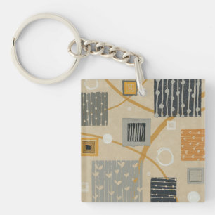 Abstract Graphic Tiles Key Ring