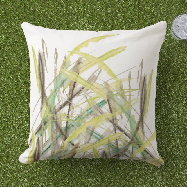 Abstract Grass Watercolor Hand-painted Cushion (Grass)