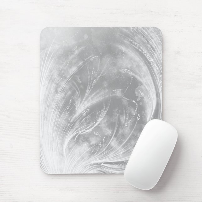 Abstract Gray Dandelions and fireflies  Mouse Pad (With Mouse)