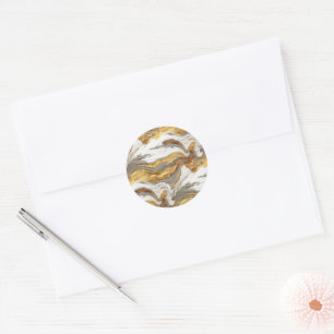 Abstract Gray Marble Texture with Flowing Gold Classic Round Sticker