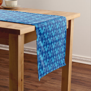 Abstract Great Dane Blue Head Pattern Short Table Runner