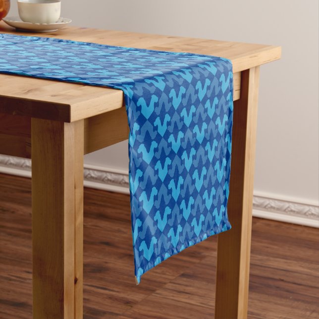 Abstract Great Dane Blue Head Pattern Short Table Runner (In Situ)