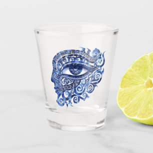 Abstract Greek Evil Eye With Greek Key Shot Glass