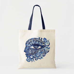 Abstract Greek Evil Eye With Greek Key Tote Bag