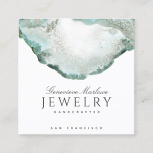 Abstract Green Agate Jewellery Designer Square Business Card
