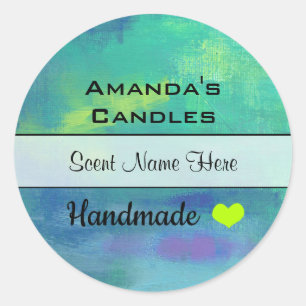 Abstract Green and Blue Candle Scent Classic Round Sticker