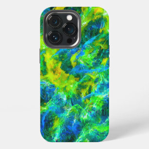 Abstract Green and Blue Flames iPhone 13 Pro Case