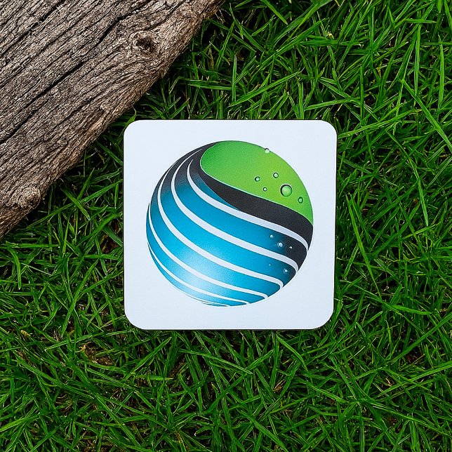 Abstract Green and Blue Globe Modern Earth  Square Sticker (Creator Uploaded)