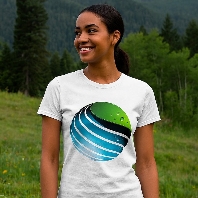 Abstract Green and Blue Globe Modern Earth  T-Shirt (Creator Uploaded)