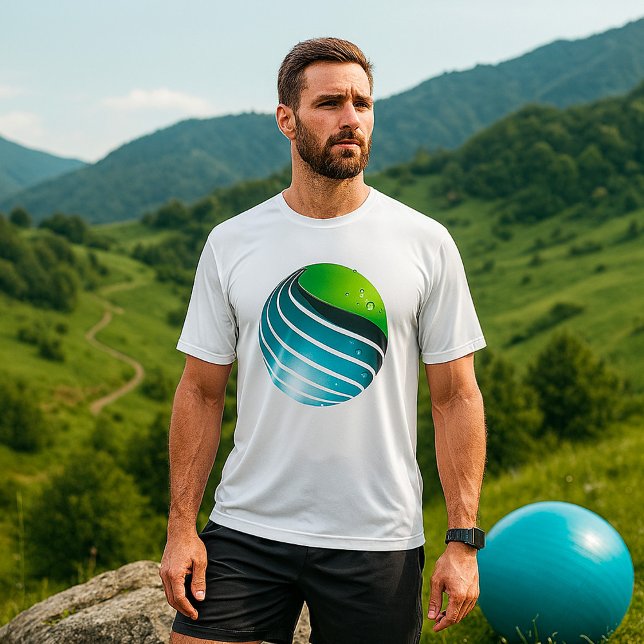 Abstract Green and Blue Globe Modern Earth  T-Shirt (Creator Uploaded)