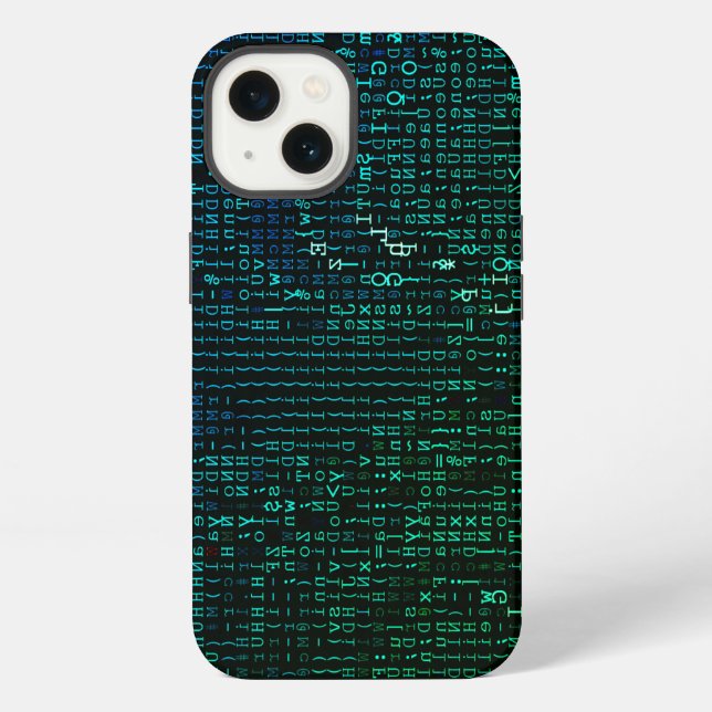 Abstract Green and Blue Matrix Digital iPhone Case (Back)