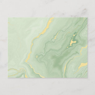 Abstract Green and Gold Marble Swirls Elegant  Postcard