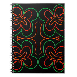 Abstract green and orange flowers design notebook